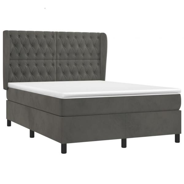 Boxspringbett mit Matratze Dunkelgrau 140x200 cm Samt