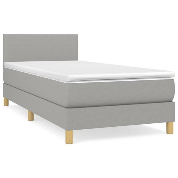 Boxspringbett mit Matratze Hellgrau 90x190 cm Stoff