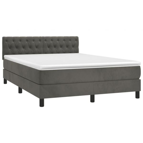 Boxspringbett mit Matratze Dunkelgrau 140x190 cm Samt