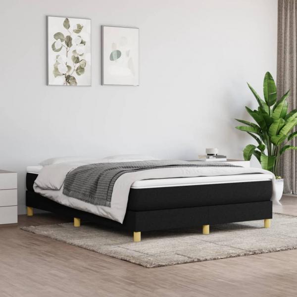 ARDEBO.de - Boxspringbett mit Matratze Schwarz 140x190 cm Stoff