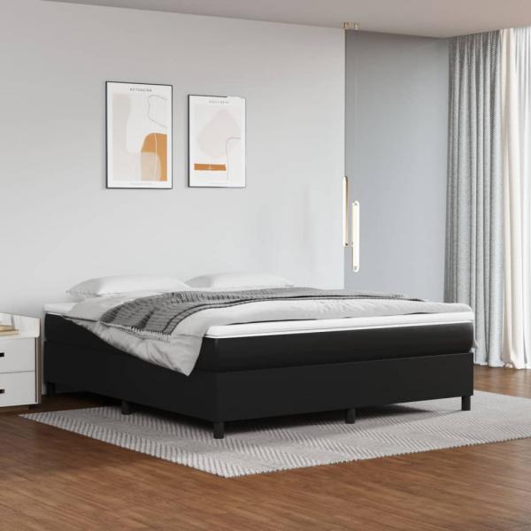 ARDEBO.de - Boxspringbett mit Matratze Schwarz 160x200 cm Kunstleder