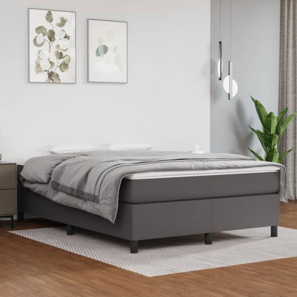 ARDEBO.de - Boxspringbett mit Matratze Grau 140x200 cm Kunstleder