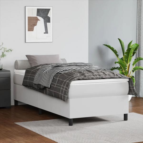 ARDEBO.de - Boxspringbett mit Matratze Weiß 90x190 cm Kunstleder