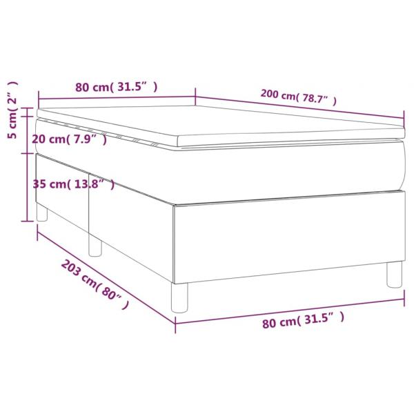 Boxspringbett mit Matratze Weiß 80x200 cm Kunstleder