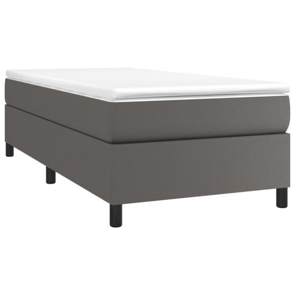 Boxspringbett mit Matratze Grau 90x190 cm Kunstleder