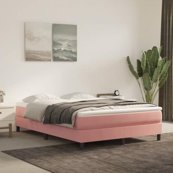 ARDEBO.de - Boxspringbett mit Matratze Rosa 140x190 cm Samt