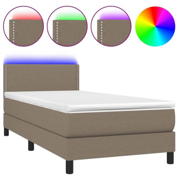 Boxspringbett mit Matratze & LED Taupe 90x200 cm Stoff