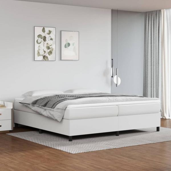 ARDEBO.de - Boxspringbett mit Matratze Weiß 200x200 cm Kunstleder