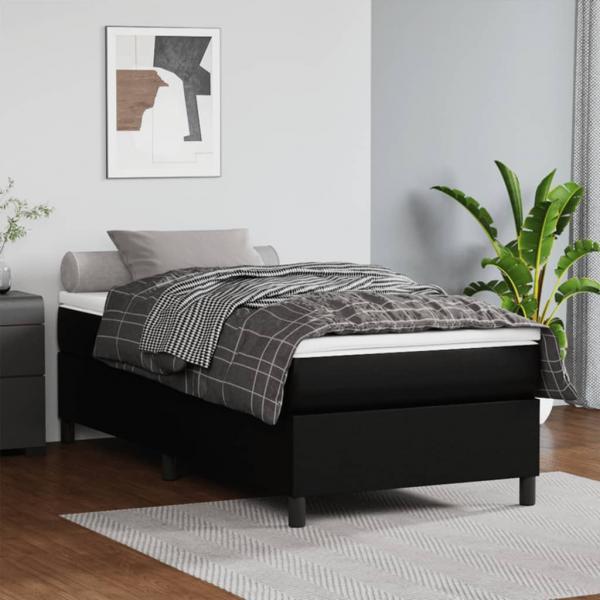 ARDEBO.de - Boxspringbett mit Matratze Schwarz 90x200 cm Kunstleder