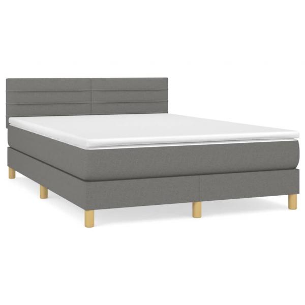 Boxspringbett mit Matratze Dunkelgrau 140x190 cm Stoff