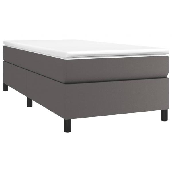 Boxspringbett mit Matratze Grau 80x200 cm Kunstleder