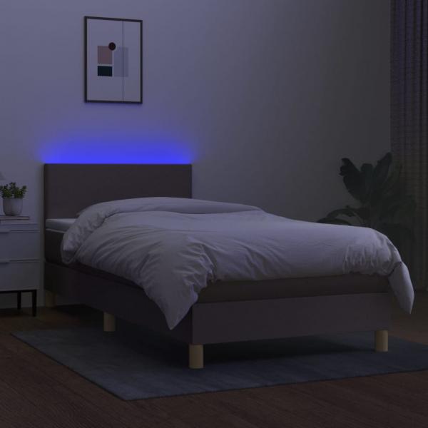 Boxspringbett mit Matratze & LED Taupe 90x190 cm Stoff