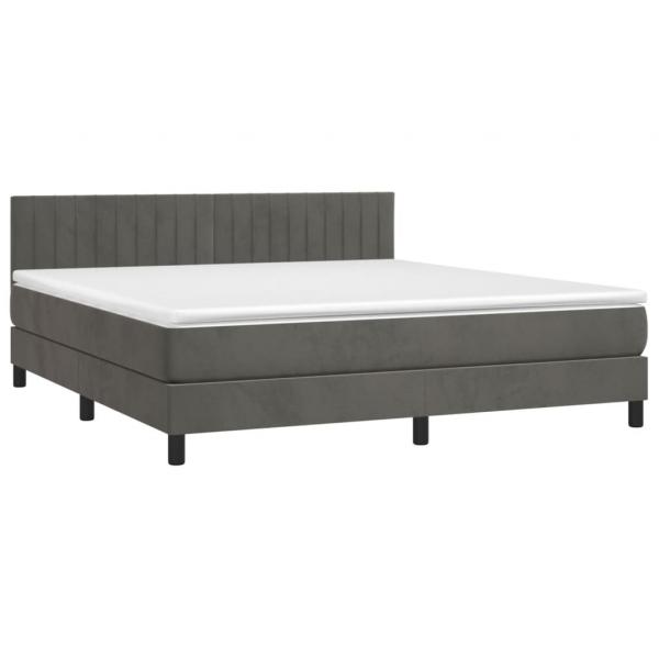 Boxspringbett mit Matratze & LED Dunkelgrau 180x200 cm Samt