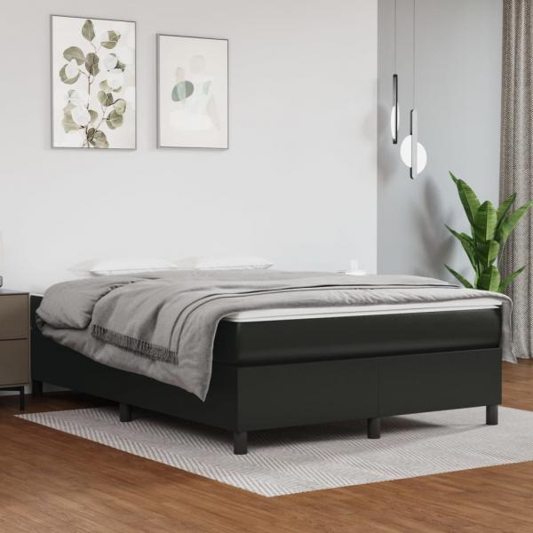 ARDEBO.de - Boxspringbett mit Matratze Schwarz 140x200 cm Kunstleder