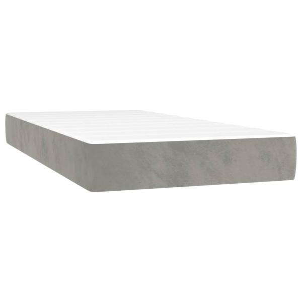 Boxspringbett mit Matratze & LED Hellgrau 200x200 cm Samt