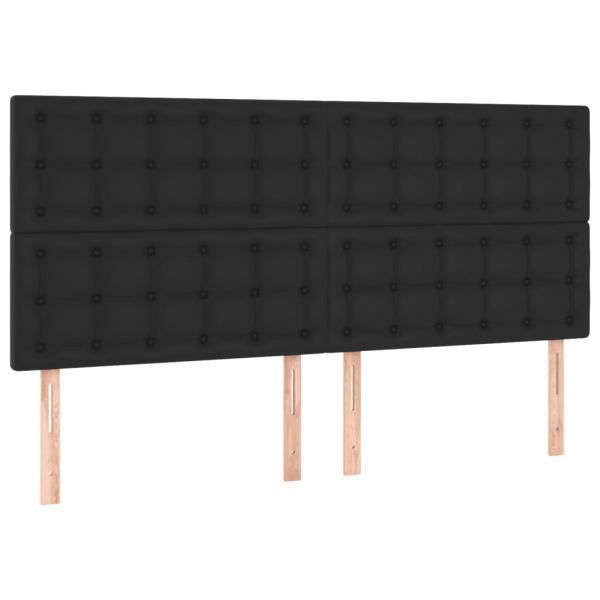 Boxspringbett mit Matratze & LED Schwarz 180x200 cm Kunstleder