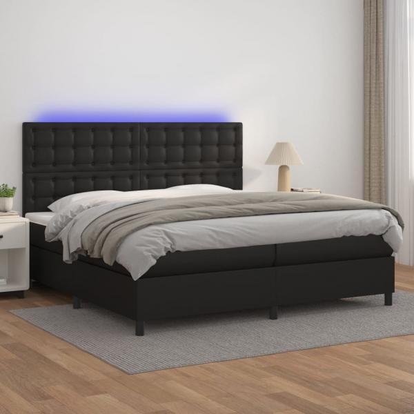 ARDEBO.de - Boxspringbett mit Matratze & LED Schwarz 200x200 cm Kunstleder