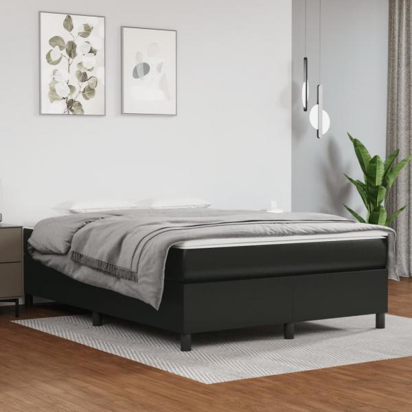 ARDEBO.de - Boxspringbett mit Matratze Schwarz 140x190 cm Kunstleder