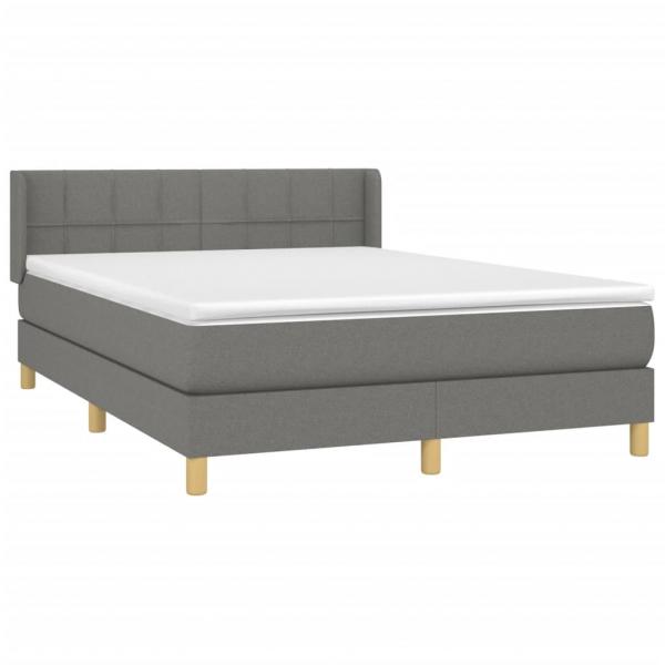 Boxspringbett mit Matratze Dunkelgrau 140x190 cm Stoff