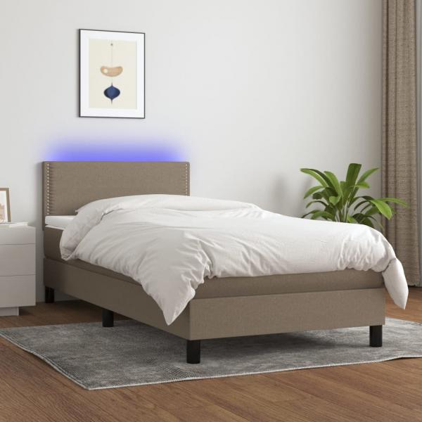 ARDEBO.de - Boxspringbett mit Matratze & LED Taupe 90x190 cm Stoff