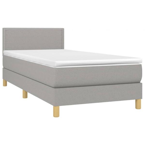 Boxspringbett mit Matratze & LED Hellgrau 90x190 cm Stoff