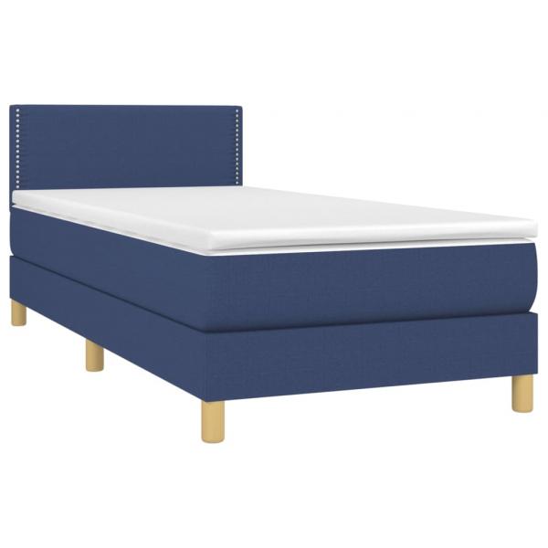 Boxspringbett mit Matratze & LED Blau 90x190 cm Stoff