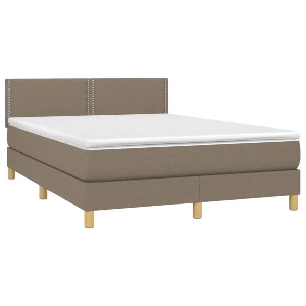 Boxspringbett mit Matratze & LED Taupe 140x190 cm Stoff