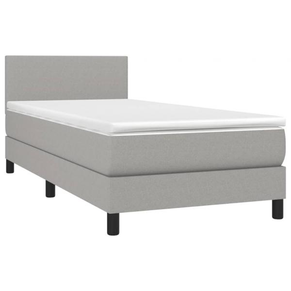 Boxspringbett mit Matratze & LED Hellgrau 90x190 cm Stoff