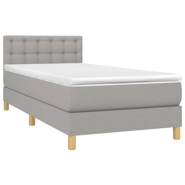 Boxspringbett mit Matratze & LED Hellgrau 90x190 cm Stoff