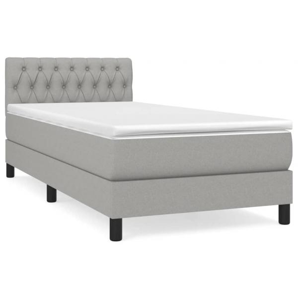 Boxspringbett mit Matratze Hellgrau 90x190 cm Stoff