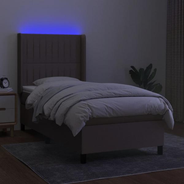 Boxspringbett mit Matratze & LED Taupe 90x190 cm Stoff