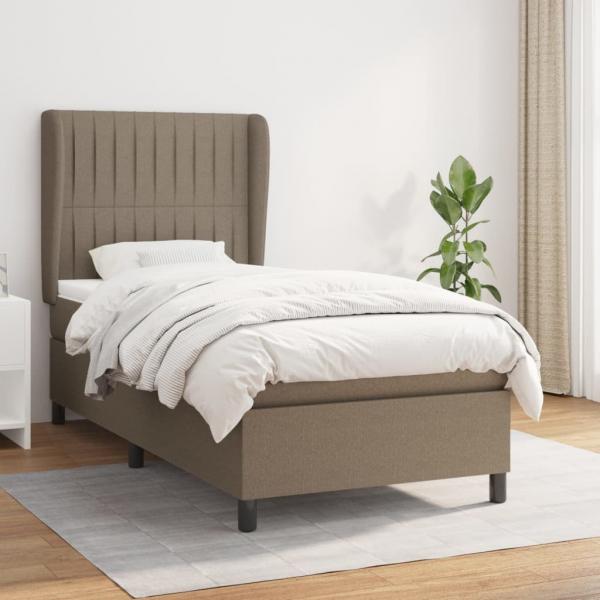 ARDEBO.de - Boxspringbett mit Matratze Taupe 90x190 cm Stoff