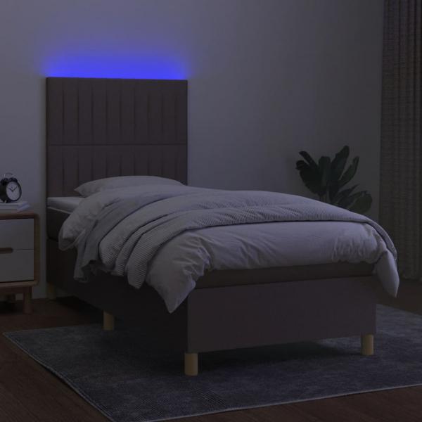 Boxspringbett mit Matratze & LED Taupe 90x190 cm Stoff