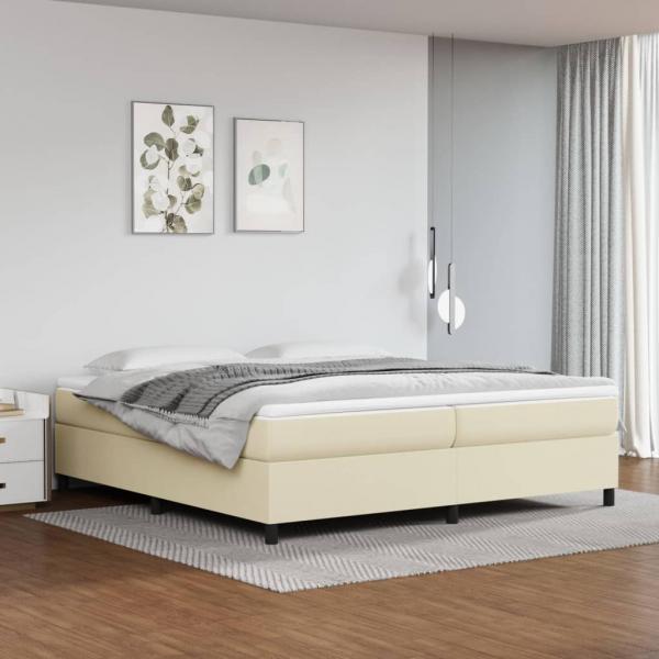 ARDEBO.de - Boxspringbett mit Matratze Creme 200x200 cm Kunstleder