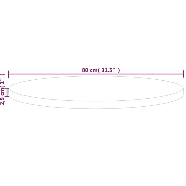 Runde Tischplatte Ø80x2,5 cm Unbehandeltes Massivholz Eiche