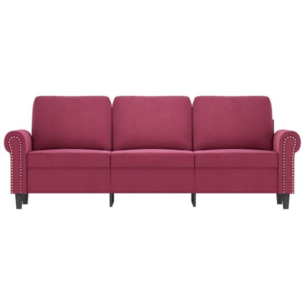 3-Sitzer-Sofa Weinrot 180 cm Samt