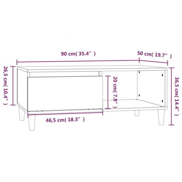 Couchtisch Weiß 90x50x36,5 cm Holzwerkstoff