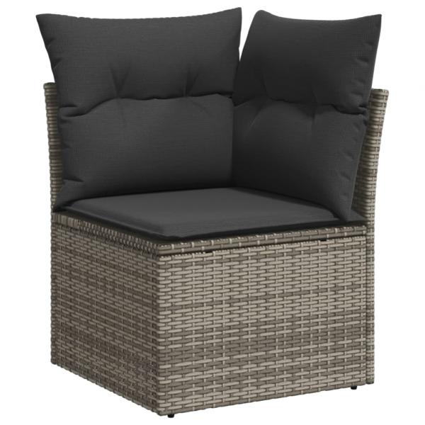 6-tlg. Garten-Sofagarnitur mit Kissen Grau Poly Rattan