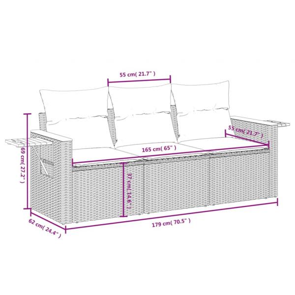 5-tlg. Garten-Sofagarnitur mit Kissen Schwarz Poly Rattan