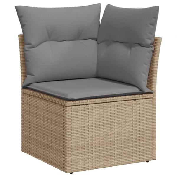 9-tlg. Garten-Sofagarnitur mit Kissen Beige Poly Rattan