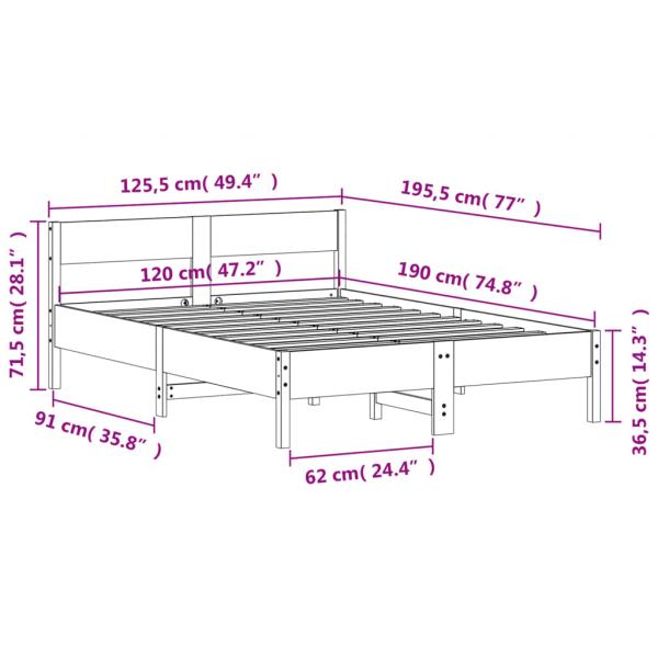 Massivholzbett ohne Matratze 120x190 cm Kiefernholz