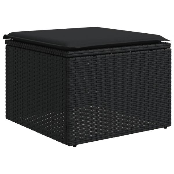 11-tlg. Garten-Sofagarnitur mit Kissen Schwarz Poly Rattan