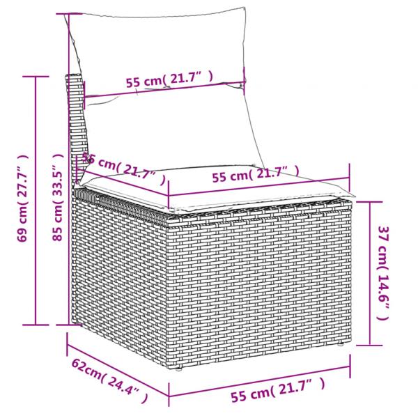 13-tlg. Garten-Sofagarnitur mit Kissen Schwarz Poly Rattan