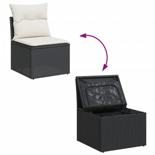 14-tlg. Garten-Sofagarnitur mit Kissen Schwarz Poly Rattan