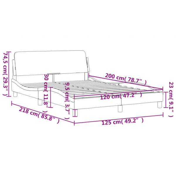 Bettgestell mit Kopfteil Hellgrau 120x200 cm Stoff