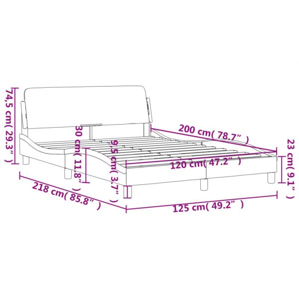 Bettgestell mit Kopfteil Blau 120x200 cm Stoff