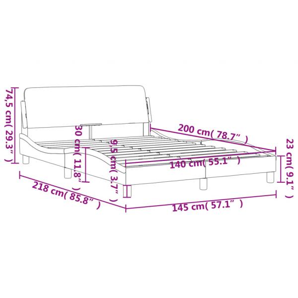 Bettgestell mit Kopfteil Schwarz 140x200 cm Stoff