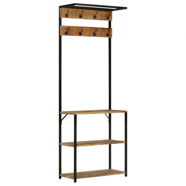 Garderobe mit Schuhablage 68x30x182cm Raues Massivholz Mango