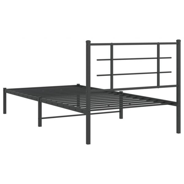 Bettgestell mit Kopfteil Metall Schwarz 107x203 cm