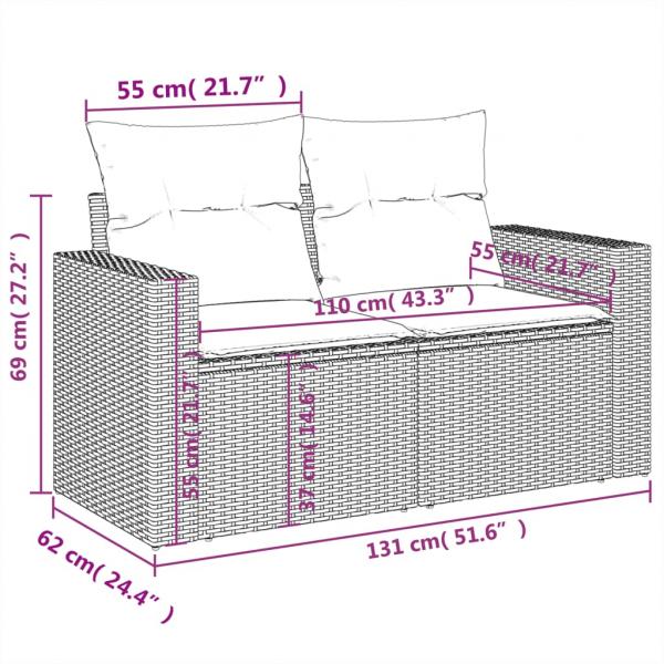 7-tlg. Garten-Sofagarnitur mit Kissen Beige Poly Rattan